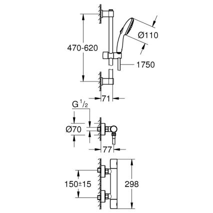 GROHE 34856000 - Termostatická sprchová baterie PRECISION GET 600 mm chrom