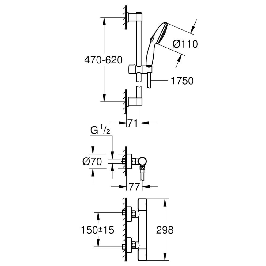 GROHE 34856000 - Termostatická sprchová baterie PRECISION GET 600 mm chrom