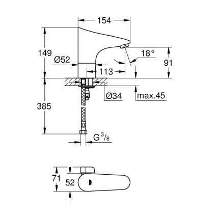 GROHE 36207001 - Elektronická umyvadlová baterie EUROPLUS E DN 15 lesklý chrom
