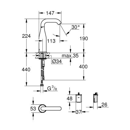 GROHE 36446000 - Infra elektronická baterie ESSENCE E lesklý chrom