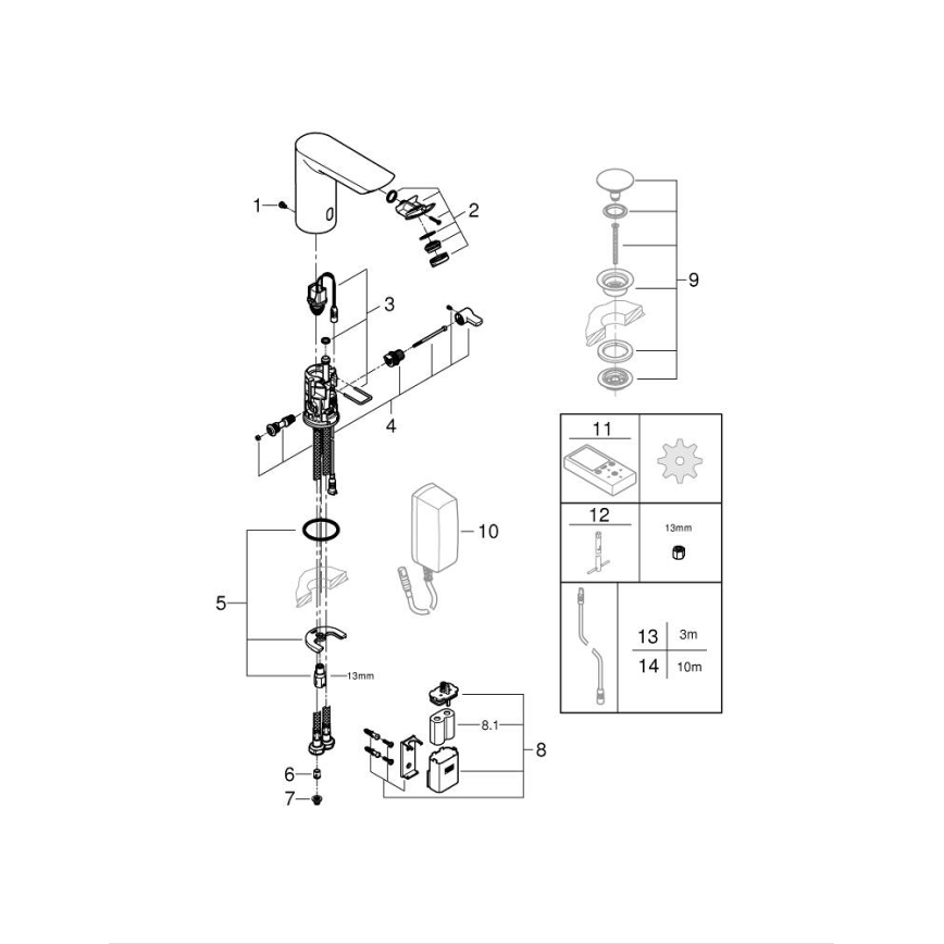 GROHE 36451000 - Elektronická umyvadlová baterie BAU COSMOPOLITAN E lesklý chrom