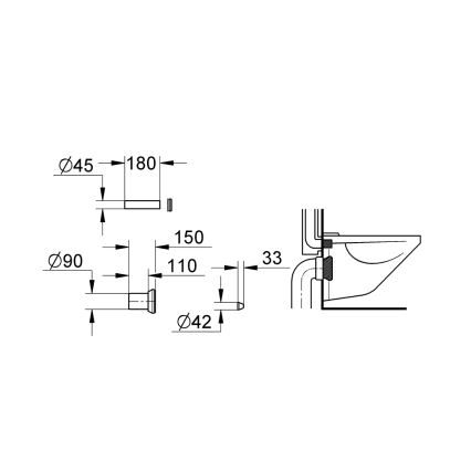 GROHE 37311K00 - Přívodná a odvodná souprava pro WC 150 mm černá