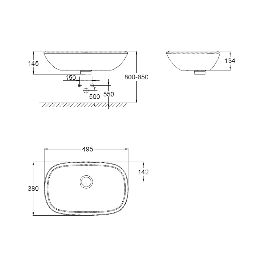 GROHE 39216000 - Umyvadlo na desku EUROSTYLE 500 × 380 mm keramika/bílá