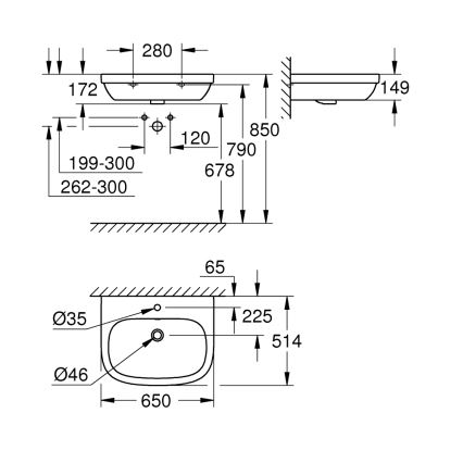 GROHE 39323000 - Umyvadlo EURO CERAMIC 650 × 514 mm keramika/bílá