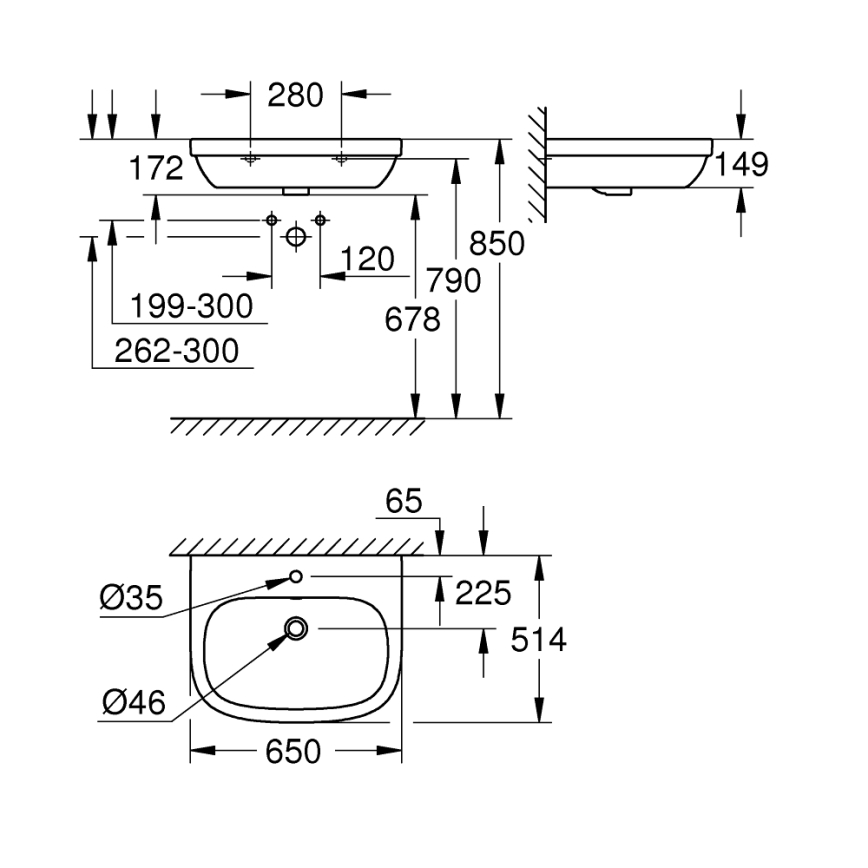GROHE 39323000 - Umyvadlo EURO CERAMIC 650 × 514 mm keramika/bílá