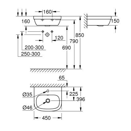 GROHE 39324000 - Umývátko EURO CERAMIC 450 × 400 mm keramika/bílá