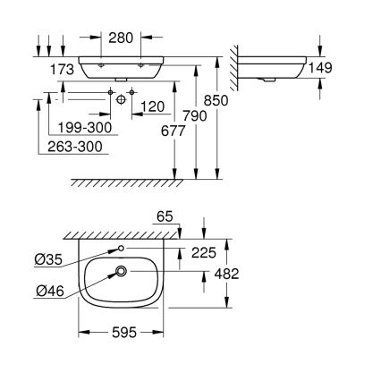 GROHE 39335000 - Umyvadlo EURO CERAMIC 595 × 482 mm keramika/bílá