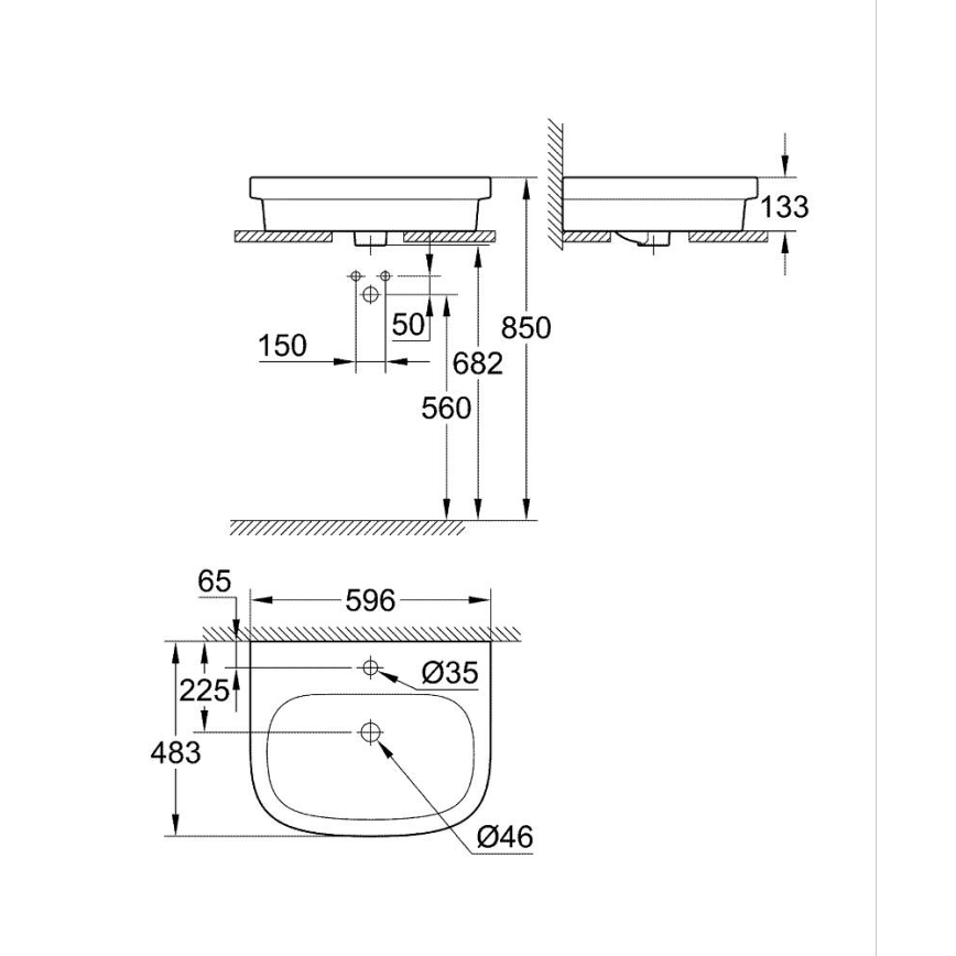 GROHE 39337000 - Umyvadlo na desku EURO CERAMIC 600 × 480 mm keramika/bílá