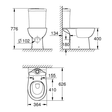 GROHE 39349000 - Stojící mísa BAU CERAMIC 356 × 600 × 400 mm keramika/bílá