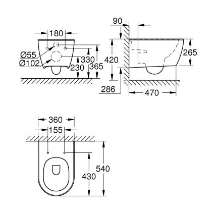 GROHE 3957100H - Závěsné WC ESSENCE keramika/bílá
