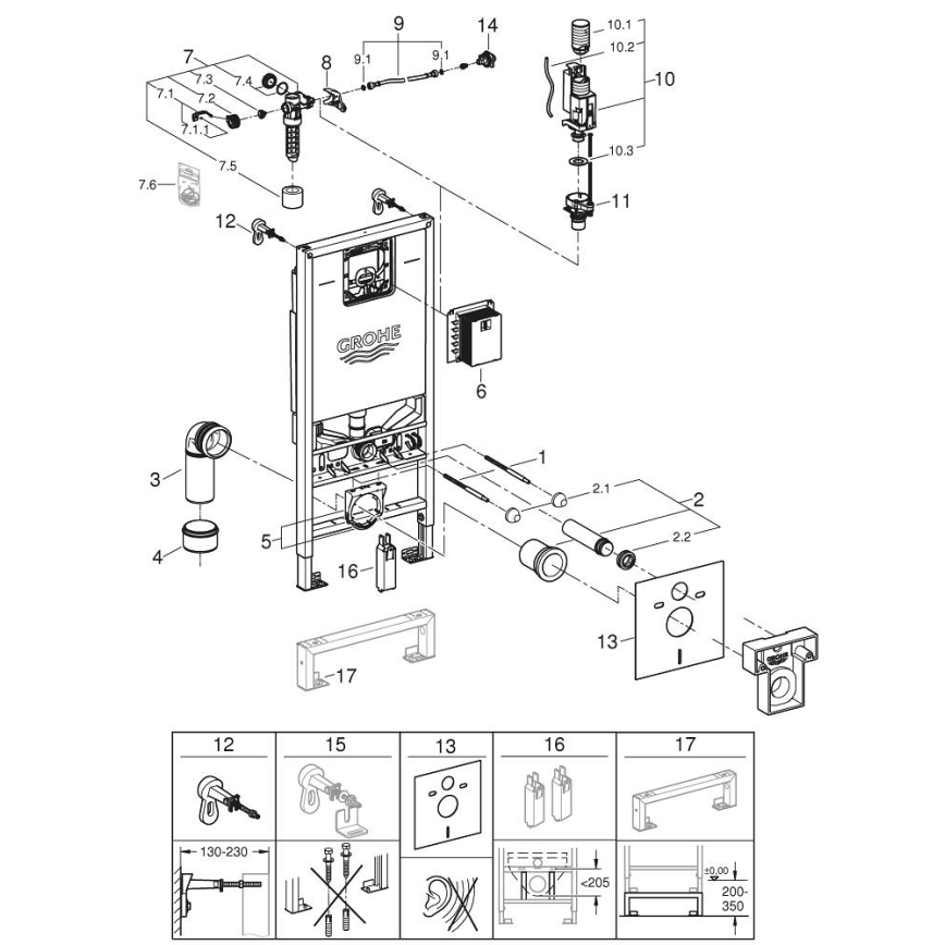 GROHE 39598000 - Modul pro závěsné WC RAPID SLX 1,13 m bílá