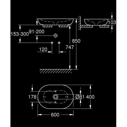 GROHE 3960800H - Umyvadlo na desku ESSENCE 600 × 400 mm keramika/bílá