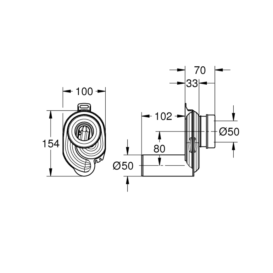 GROHE 39732000 - Pisoárový sifon BAU CERAMIC O 50 mm bílá