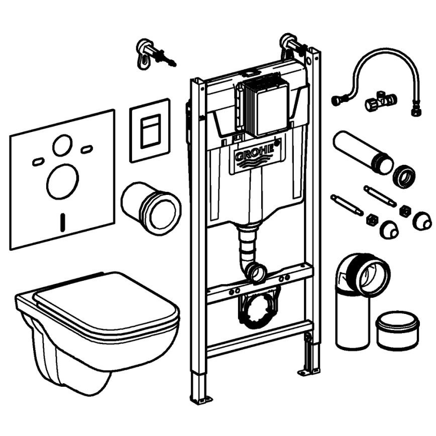 GROHE 39816000 - Sada pro WC SOLIDO COMPACT 1,13 m keramika/bílá