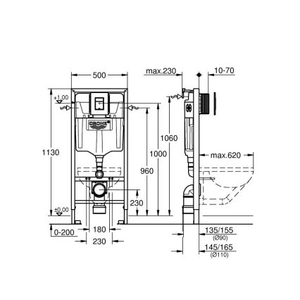 GROHE 39817000 - Sada pro WC SOLIDO 1,13 m keramika/bílá