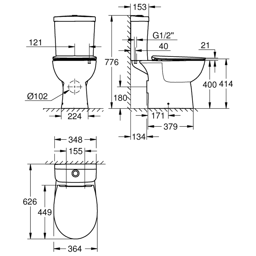 GROHE 39942000 - WC kombi sada BAU CERAMIC keramika/bílá