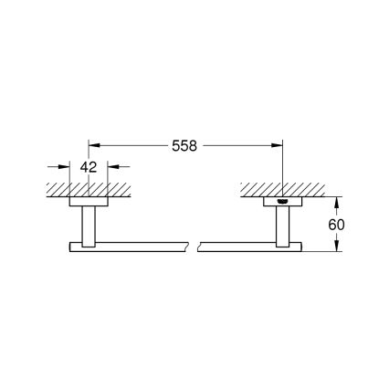 GROHE 40509AL1 - Držák na osušky ESSENTIALS CUBE 600 mm grafit