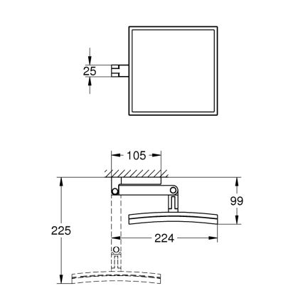 GROHE 40808000 - Kosmetické zrcátko SELECTION CUBE 22,3 × 22,3 cm lesklý chrom