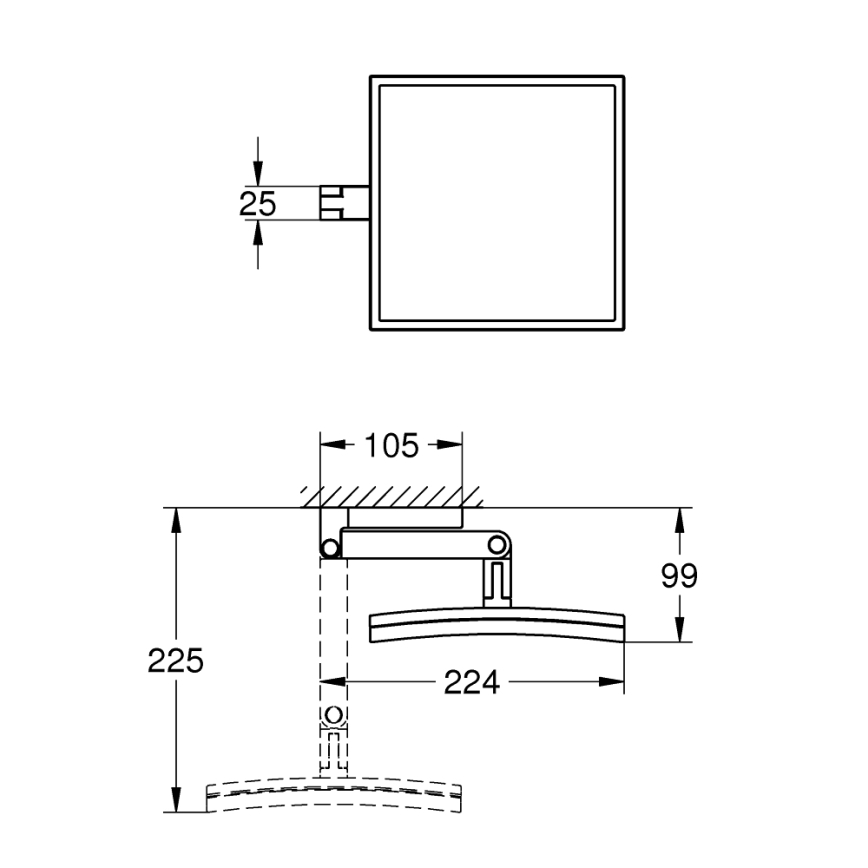 GROHE 40808000 - Kosmetické zrcátko SELECTION CUBE 22,3 × 22,3 cm lesklý chrom