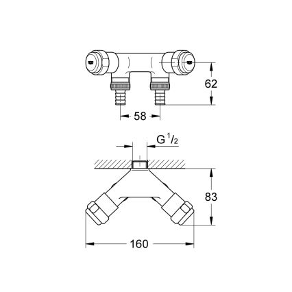 GROHE 41022000 - Dvojitý ventil EGGEMANN DN 15 lesklý chrom