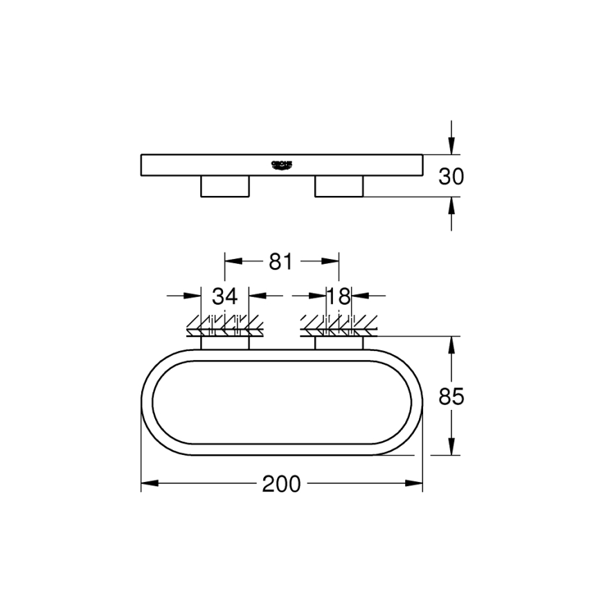 GROHE 41035000 - Držák na ručníky SELECTION 200 mm lesklý chrom