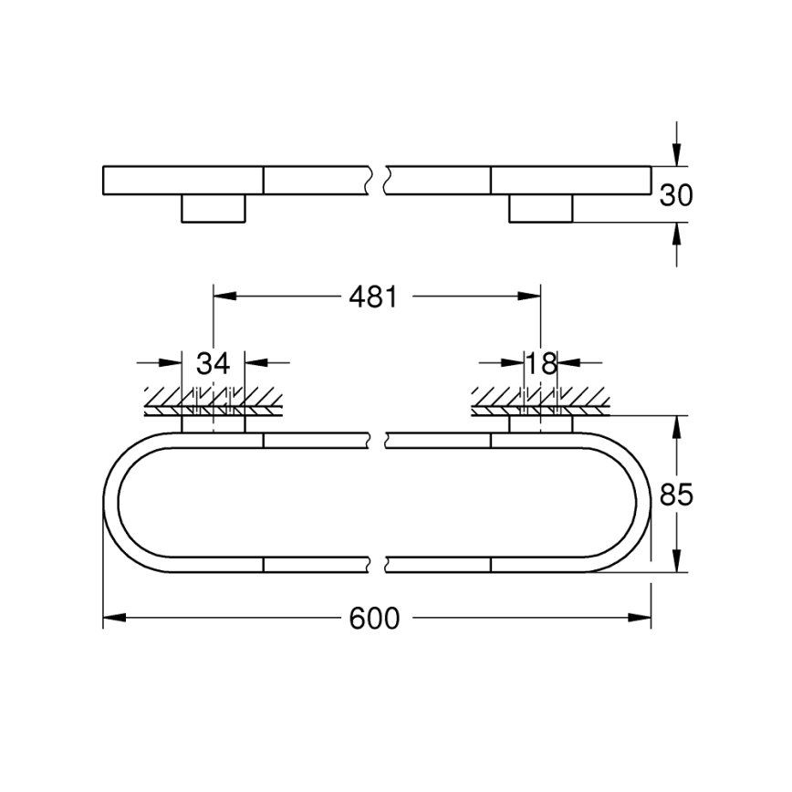 GROHE 41056000 - Držák na ručník SELECTION 600 mm lesklý chrom