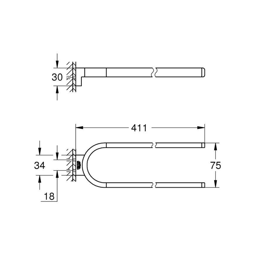 GROHE 41059000 - Dvojitý držák na ručníky SELECTION 411 mm lesklý chrom