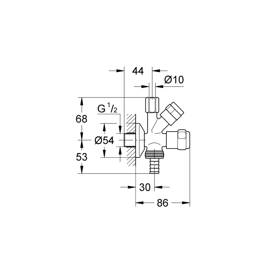 GROHE 41073000 - Kombi-rohový ventil WAS 12” × 38” lesklý chrom