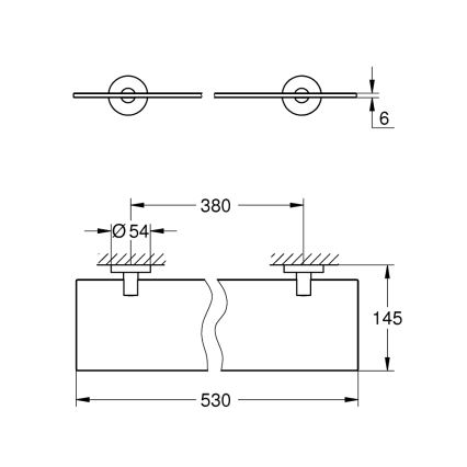 GROHE 41202000 - Skleněná polička START 530 mm lesklý chrom