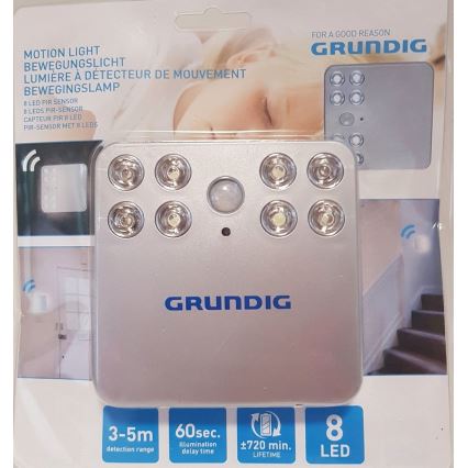 Grundig 129 - LED Nástěnné světlo se senzorem 8xLED/6xAAA