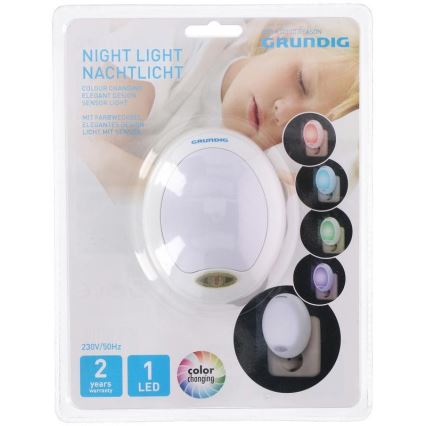 Grundig 174 – LED Noční RGB světlo do zásuvky se senzorem 1xLED/10W/230V