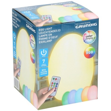 Grundig - LED RGB Dekorační vajíčko s dálkovým ovládáním na baterie 3xAAA
