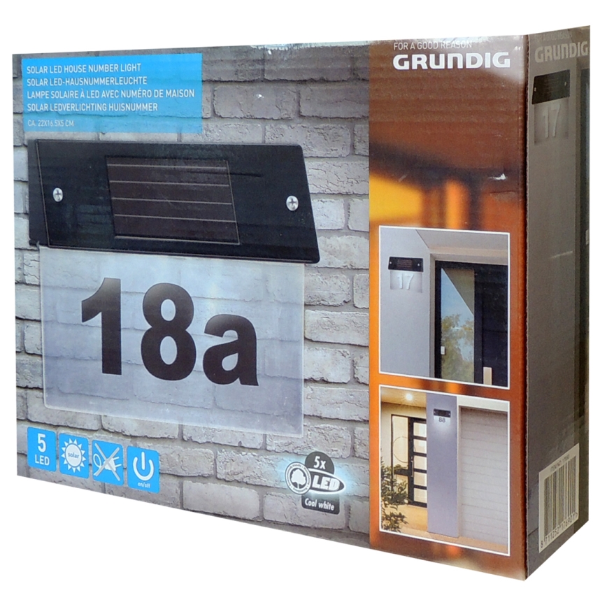 Grundig - LED Solární domovní číslo se senzorem LED/1,2V 600 mAh IP44