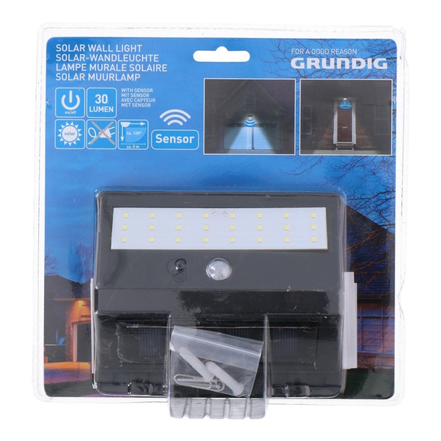 Grundig - LED Solární svítidlo se senzorem 1xLED/0,25W/1xAA 300 mAh