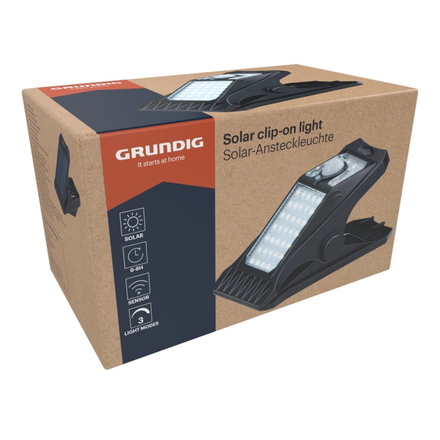 Grundig - LED Solární svítidlo se senzorem CLIP-ON LED/9W/3,7V IP44