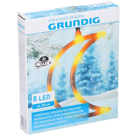 Grundig - LED Vánoční dekorace 8xLED/3xAAA měsíc