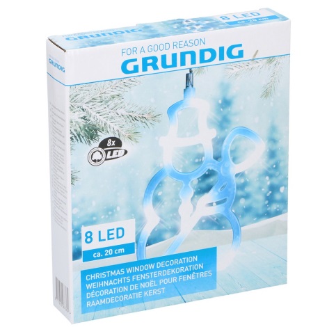 Grundig - LED Vánoční dekorace 8xLED/3xAAA sněhulák