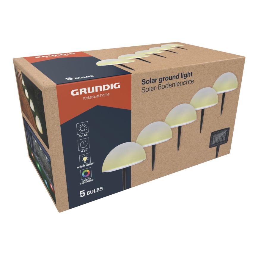 Grundig - SADA 5x LED RGBW Solární svítidlo LED/3,2V IP44