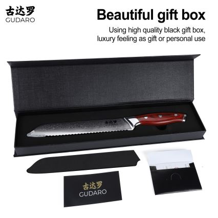 Gudaro - Damaškový kuchyňský nůž na pečivo KENSHO 8, 67 vrstev oceli, délka 20 cm