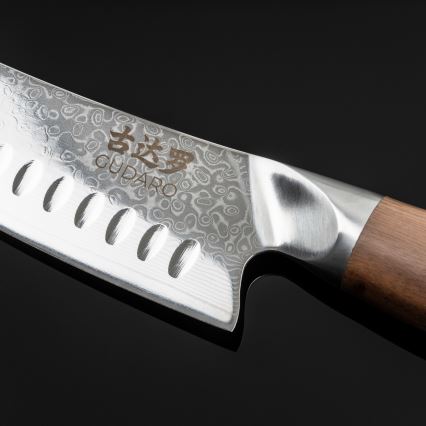 Gudaro - Damaškový Santoku kuchyňský nůž TAKUMI 7, 67 vrstev oceli, délka 17,5 cm, ořech