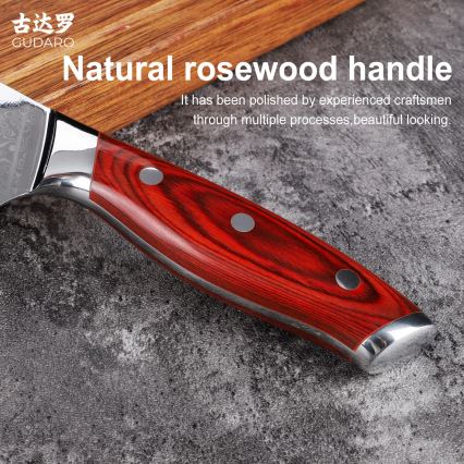 Gudaro - Damaškový kuchyňský sekáček KENSHO 6,5, 67 vrstev oceli, délka 16,2 cm