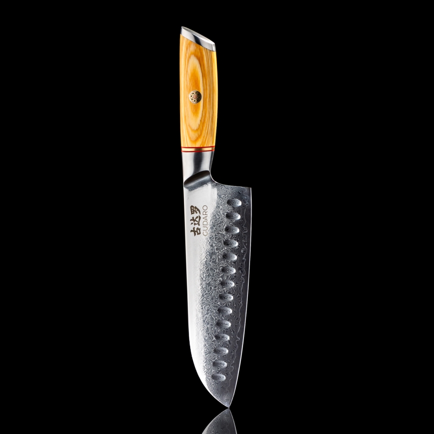 Gudaro - Damaškový Santoku kuchyňský nůž HIKARI 7, 67 vrstev oceli, délka 17,5 cm