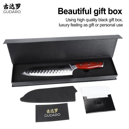 Gudaro - Damaškový Santoku kuchyňský nůž KENSHO 7, 67 vrstev oceli, délka 17,5 cm