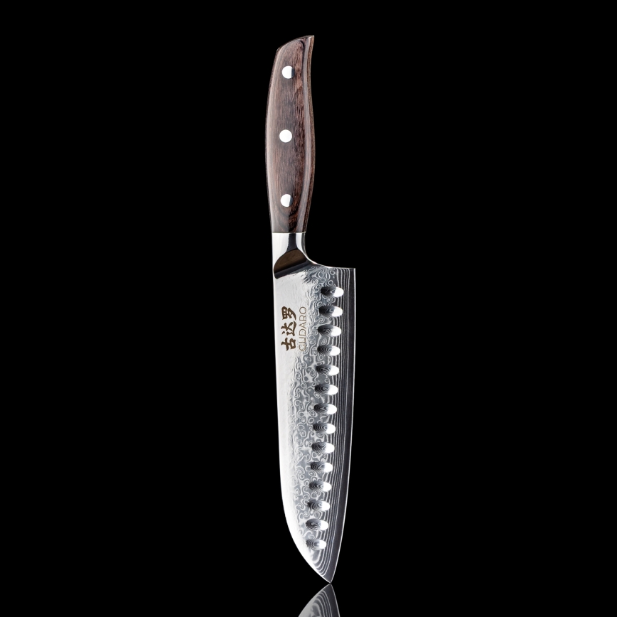 Gudaro - Damaškový Santoku kuchyňský nůž SHIRO 7, 67 vrstev oceli, délka 17,5 cm
