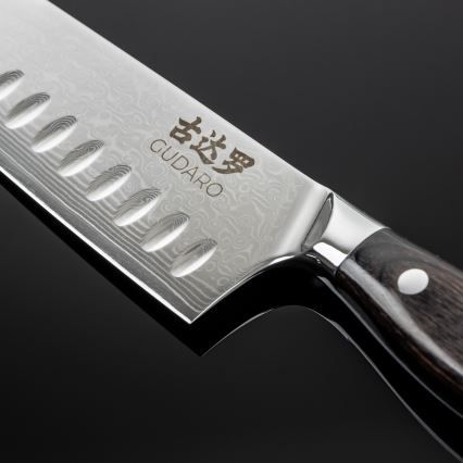 Gudaro - Damaškový Santoku kuchyňský nůž SHIRO 7, 67 vrstev oceli, délka 17,5 cm