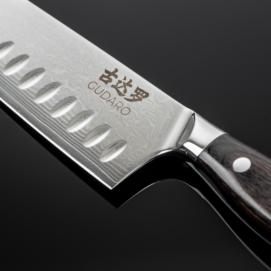 Gudaro - Damaškový Santoku kuchyňský nůž SHIRO 7, 67 vrstev oceli, délka 17,5 cm
