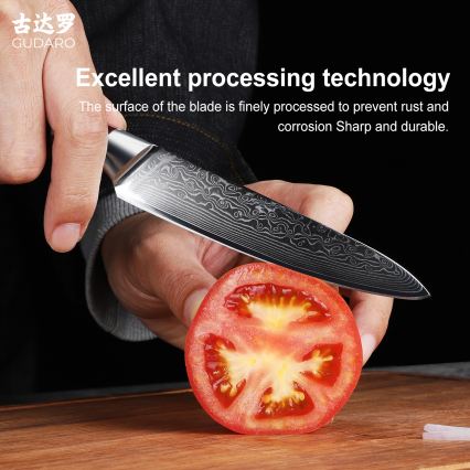 Gudaro - Damaškový univerzální kuchyňský nůž KENSHO 5, 67 vrstev oceli, délka 12,5 cm