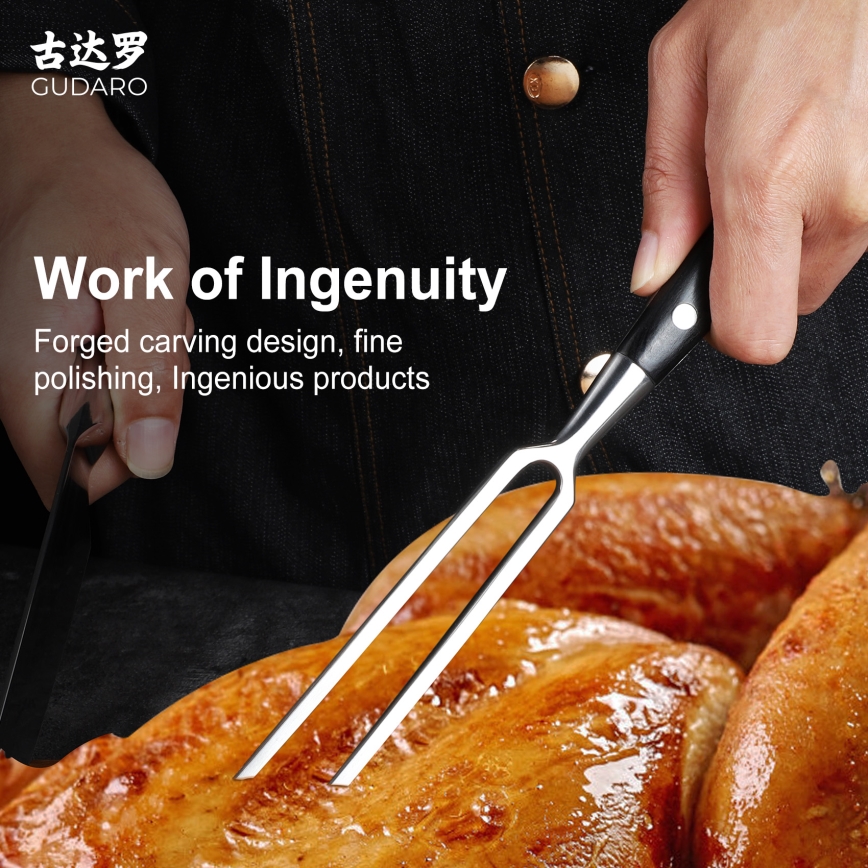 Gudaro - Kuchyňská vidlička MIYABI černá/pakka