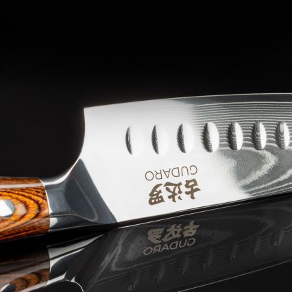 Gudaro - Kuchyňský nůž SANTOKU 17,5 cm damašková ocel