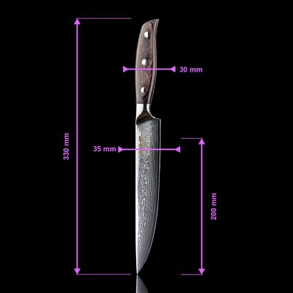 Gudaro - SADA 5x Damaškový kuchyňský nůž SHIRO + stojan na nože a nůžky na drůbež